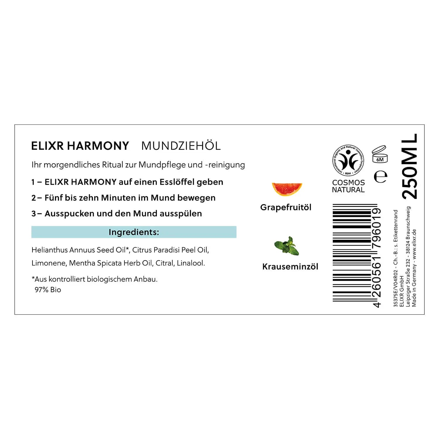 HARMONY Mundziehöl 250ml ELIXR - ELIXR