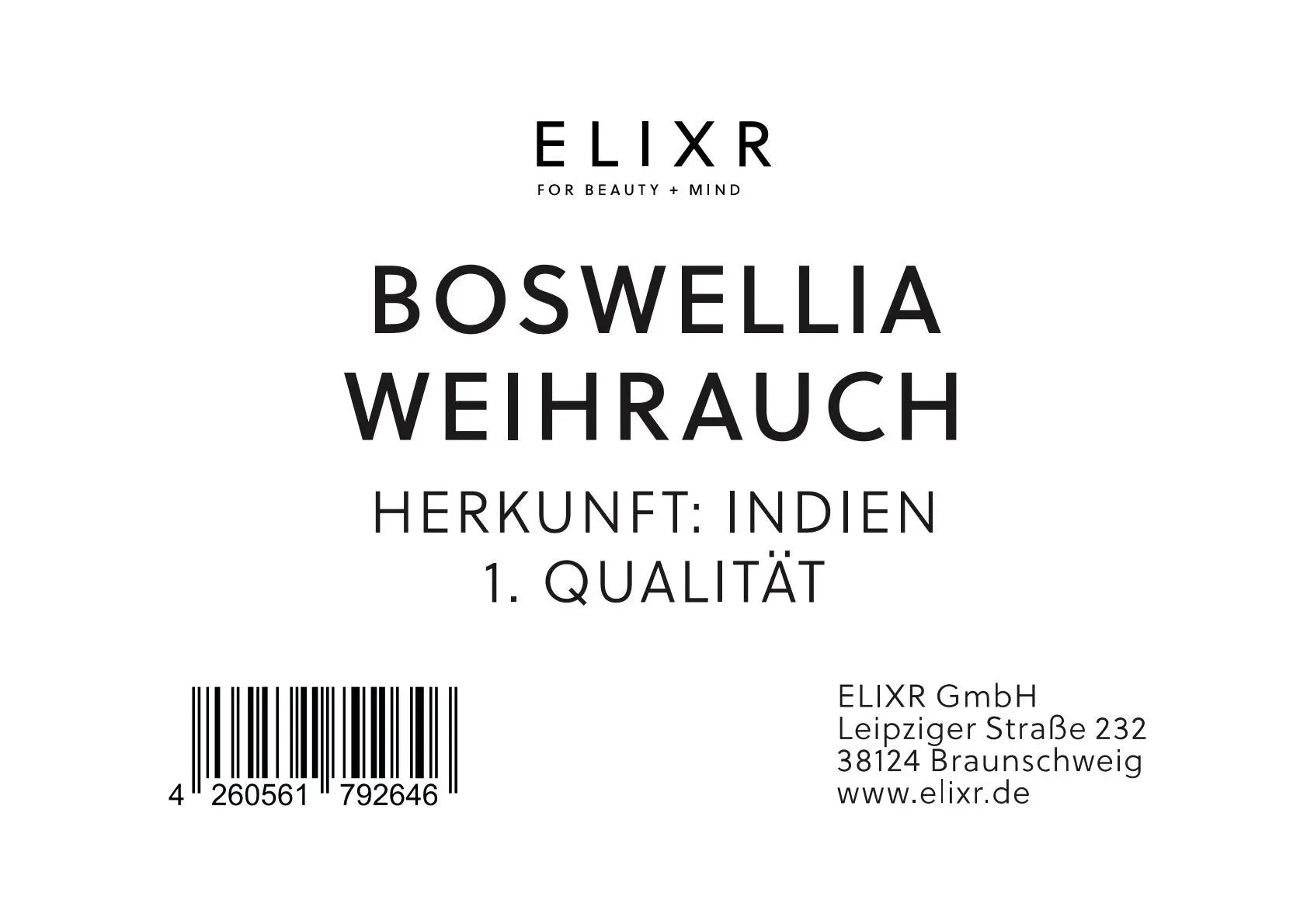WEIHRAUCH 1. QUALITÄT Herkunft Indien ELIXR - ELIXR