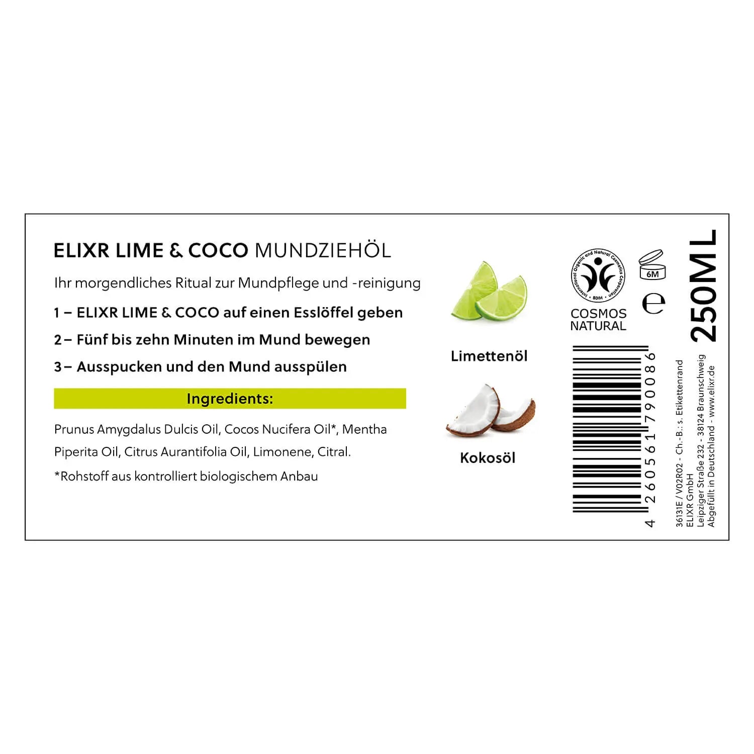 LIME & COCO Mundziehöl 250ml ELIXR - ELIXR